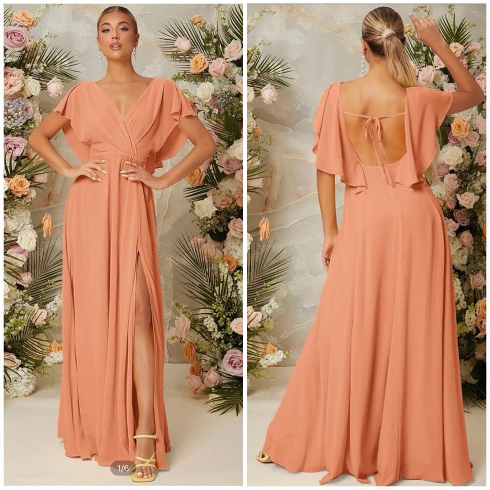 SHEIN Backless Split Thigh Bridesmaid Dress